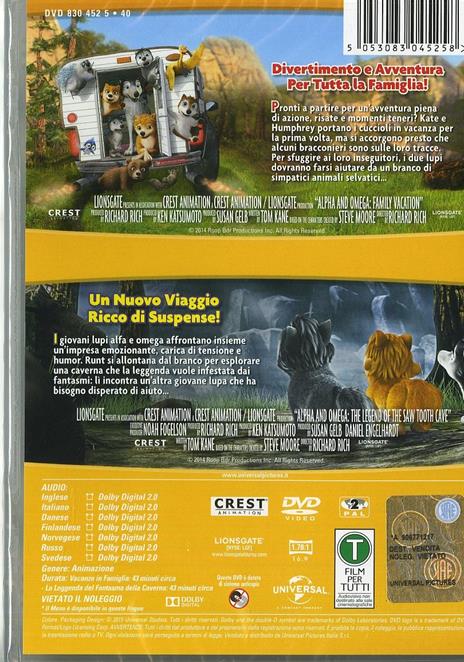 Alpha and Omega. La leggenda del fantasma della caverna. Vacanze in... di Richard Rich - DVD - 2