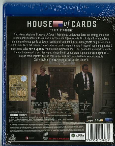 House of Cards. Stagione 3 (Serie TV ita) (4 Blu-ray) di James Foley,Carl Franklin,Allen Coulter - Blu-ray - 2