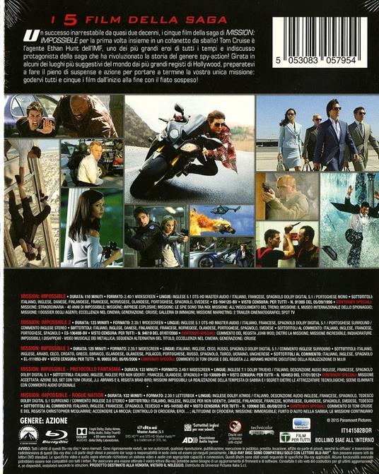 Mission: Impossible. Movie Collection di J. J. Abrams,Brad Bird,Brian De Palma,Christopher McQuarrie,John Woo - 2