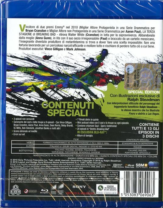 Breaking Bad. Stagione 3 (3 Blu-ray) di Bryan Cranston,Adam Bernstein,Michelle MacLaren - Blu-ray - 2