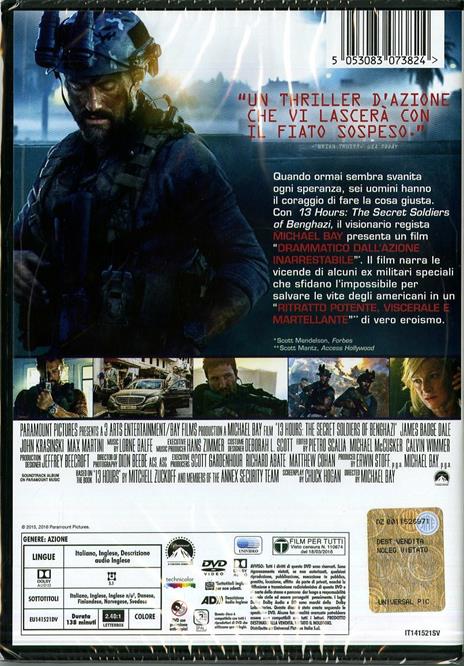 13 Hours. The Secret Soldiers of Benghazi di Michael Bay - DVD - 2