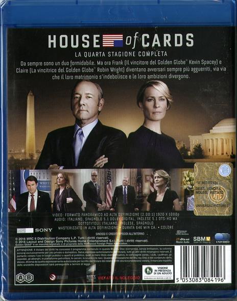 House of Cards. Stagione 4 (Serie TV ita) (4 Blu-ray) di James Foley,Carl Franklin,Allen Coulter - Blu-ray - 2