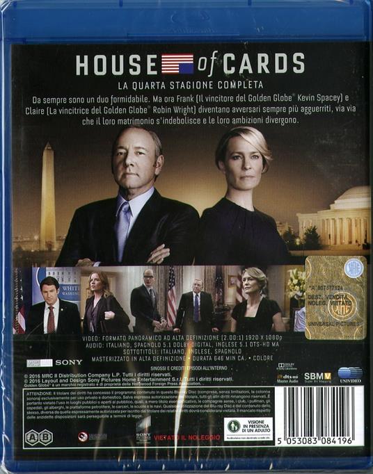House of Cards. Stagione 4 (Serie TV ita) (4 Blu-ray) di James Foley,Carl Franklin,Allen Coulter - Blu-ray - 2