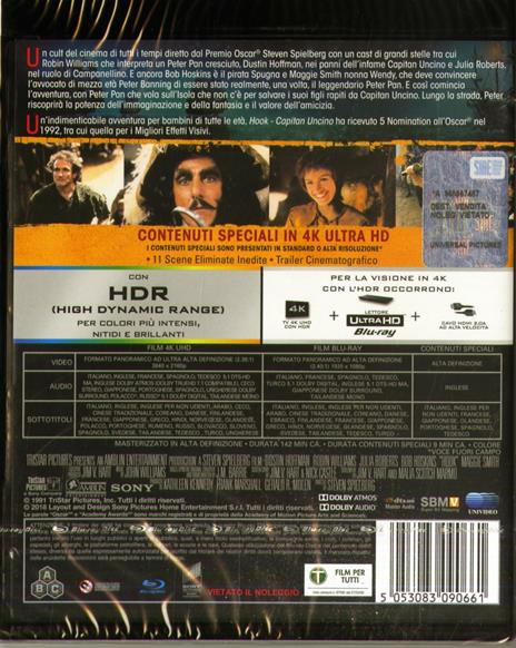 Hook. Capitano Uncino (Blu-ray + Blu-ray 4K Ultra HD) di Steven Spielberg - Blu-ray + Blu-ray Ultra HD 4K - 2
