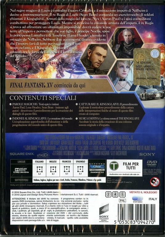 Final Fantasy XV. Kingsglaive di Takeshi Nozue - DVD - 2
