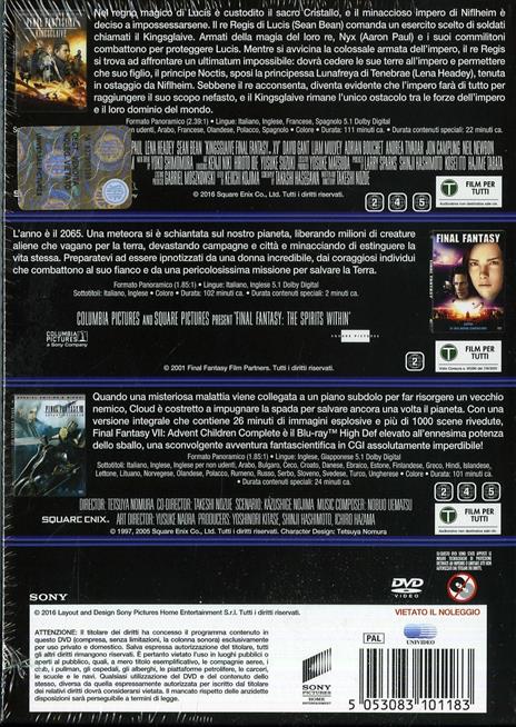 Final Fantasy. 3 Movie Collection (3 DVD) di Tetsuya Nomura,Takeshi Nozue,Hironobu Sakaguchi - 2