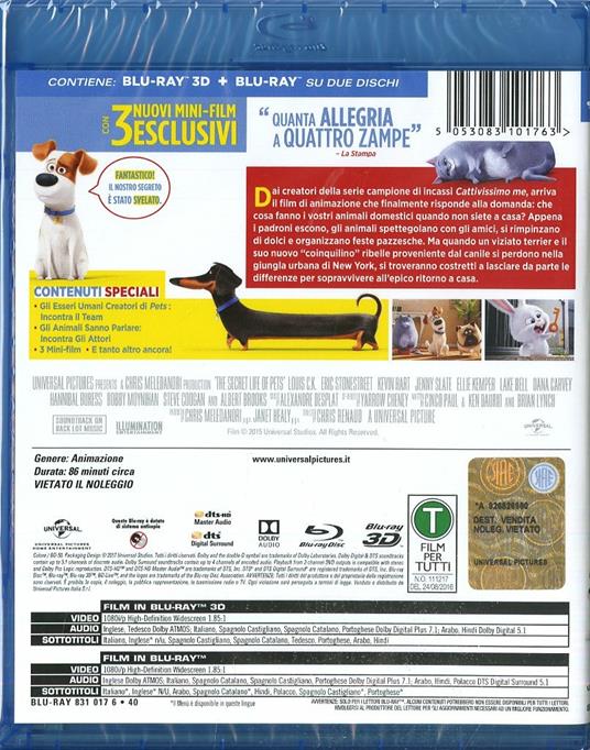 Pets. Vita da animali 3D (Blu-ray + Blu-ray 3D) di Yarrow Cheney,Chris Renaud - 10