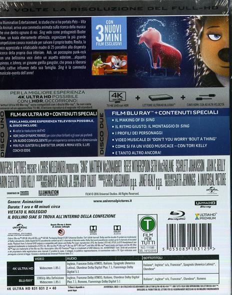 Sing (Blu-ray + Blu-ray 4K Ultra HD) di Garth Jennings,Christophe Lourdelet - 2