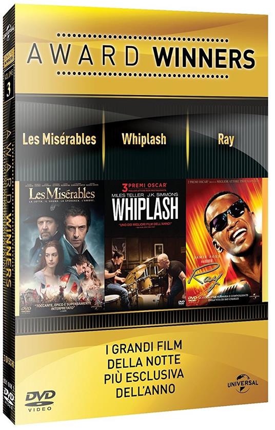 Les Misérables. Whiplash. Ray. Oscar Collection (3 DVD) di Damien Chazelle,Taylor Hackford,Tom Hooper