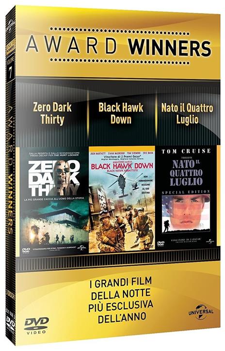 Zero Dark Thirty. Black Hawk Dawn. Nato il 4 luglio. Oscar Collection (3 DVD) di Kathryn Bigelow,Ridley Scott,Oliver Stone