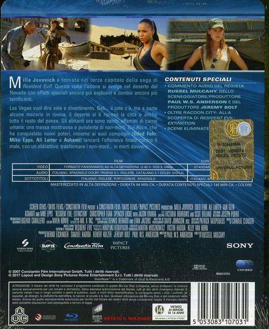 Resident Evil. Extinction. Limited Edition Steelbook (Blu-ray) di Russell Mulcahy - Blu-ray - 2