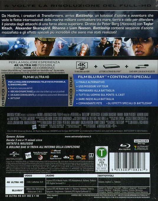 Battleship (Blu-ray + Blu-ray 4K Ultra HD) - Blu-ray + Blu-ray Ultra HD 4K  - Film di Peter Berg Avventura