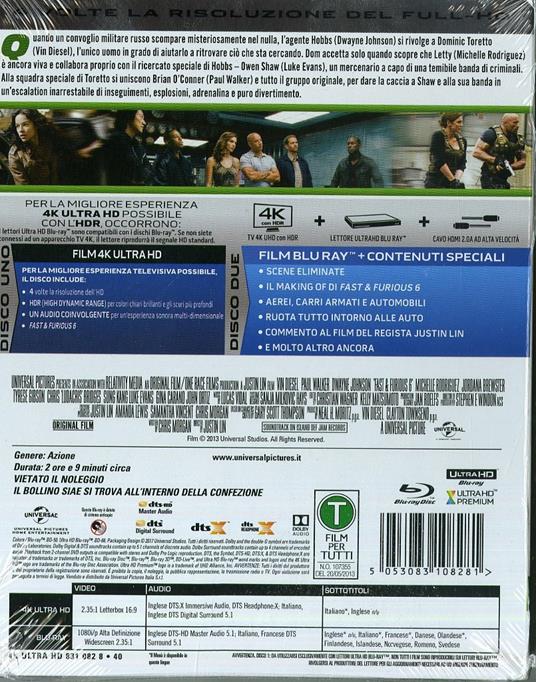 Fast & Furious 6 (Blu-ray + Blu-ray 4K Ultra HD) di Justin Lin - 2