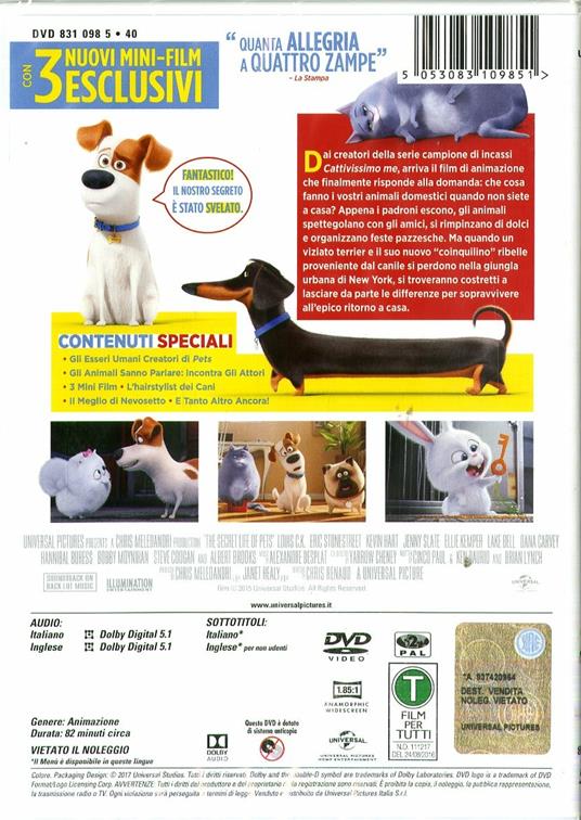 Pets. Vita da animali. Edizione Speciale (DVD) di Yarrow Cheney,Chris Renaud - DVD - 2