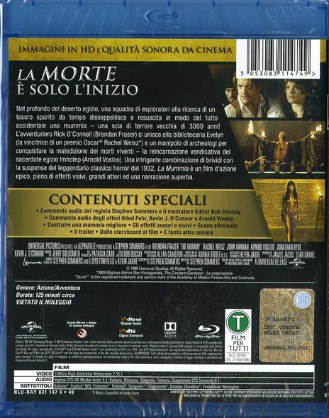 La Mummia (Blu-Ray) di Stephen Sommers - Blu-ray - 2