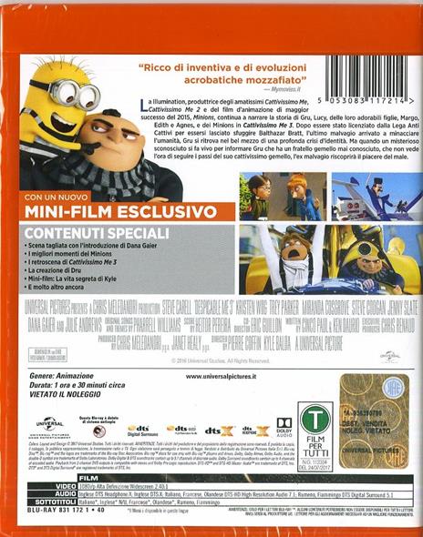 Cattivissimo Me 3 (Blu-ray) di Pierre Coffin,Kyle Balda,Eric Guillon - Blu-ray - 2