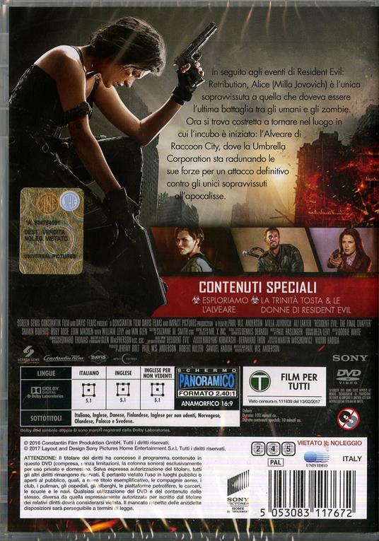 Resident Evil. The Final Chapter (DVD) di Paul W. S. Anderson - DVD - 2