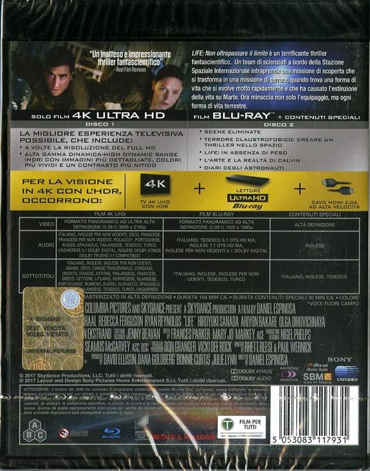 Life. Non oltrepassare il limite (Blu-ray + Blu-ray 4K Ultra HD) di Daniel Espinosa - 2