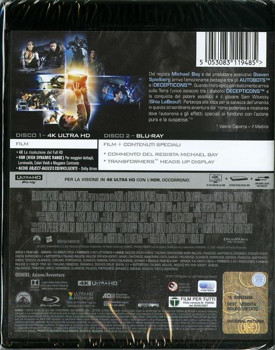 Transformers (Blu-ray + Blu-ray 4K Ultra HD) di Michael Bay - 2