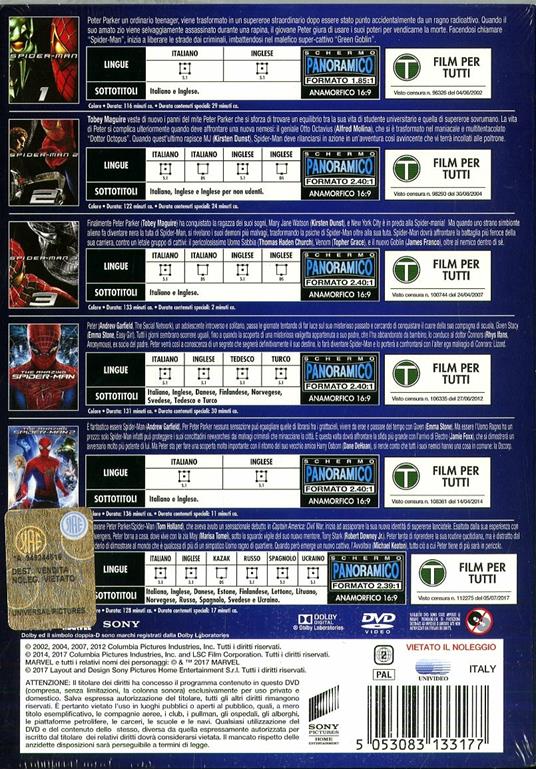 Spider-man Collection (6 DVD) di Sam Raimi,Jon Watts,Marc Webb - 2