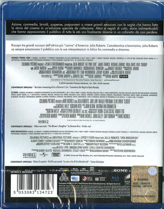 Julia Roberts Master Collection. Mangia, prega, ama - Closer - Erin Brockovich (3 Blu-ray) di Ryan Murphy,Mike Nichols,Steven Soderbergh - 2