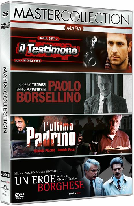 Mafia Master Collection. Il testimone - Paolo Borsellino - L'ultimo padrino - Un eroe borghese (4 DVD) di Michele Placido,Marco Risi,Michele Soavi,Gianluca Maria Tavarelli