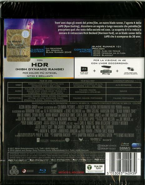 Blade Runner 2049 (Blu-ray + Blu-ray 4K Ultra HD) di Denis Villeneuve - Blu-ray + Blu-ray Ultra HD 4K - 2