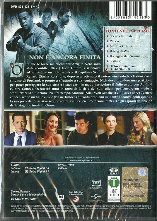 Grimm. Stagione 6. Serie TV ita (DVD) di Norberto Barba,David Solomon,Clark Mathis - DVD - 2