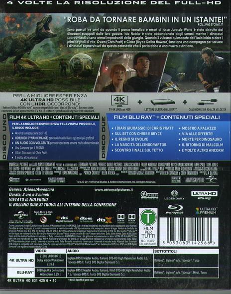 Jurassic World: Il Regno Distrutto (Blu-ray + Blu-ray 4K Ultra HD) di Juan Antonio Bayona - Blu-ray + Blu-ray Ultra HD 4K - 2