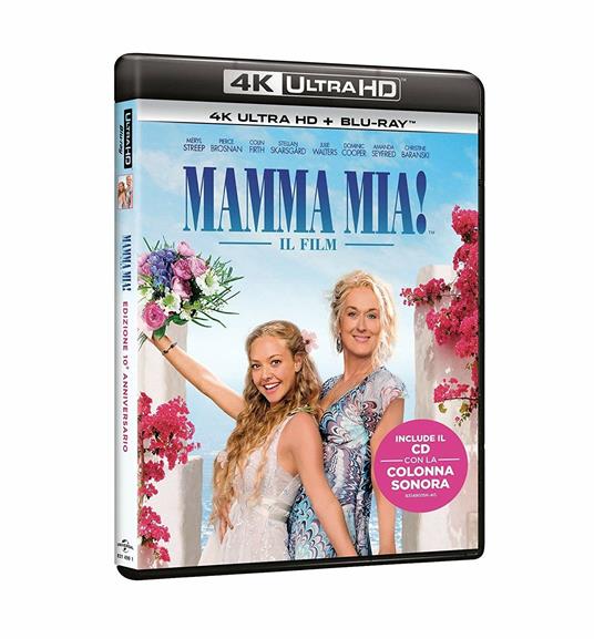 Mamma mia. 10th Anniversary Edition con Colonna Sonora (Blu-ray Ultra HD 4K + CD) di Phyllida Lloyd - Blu-ray + Blu-ray Ultra HD 4K