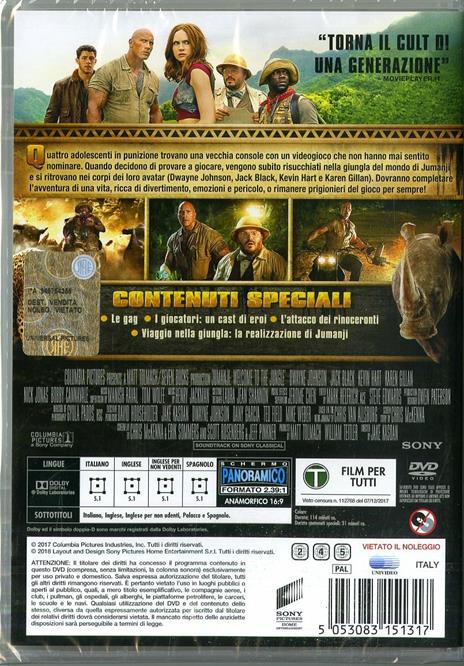Jumanji. Benvenuti nella giungla (DVD) di Jake Kasdan - DVD - 2