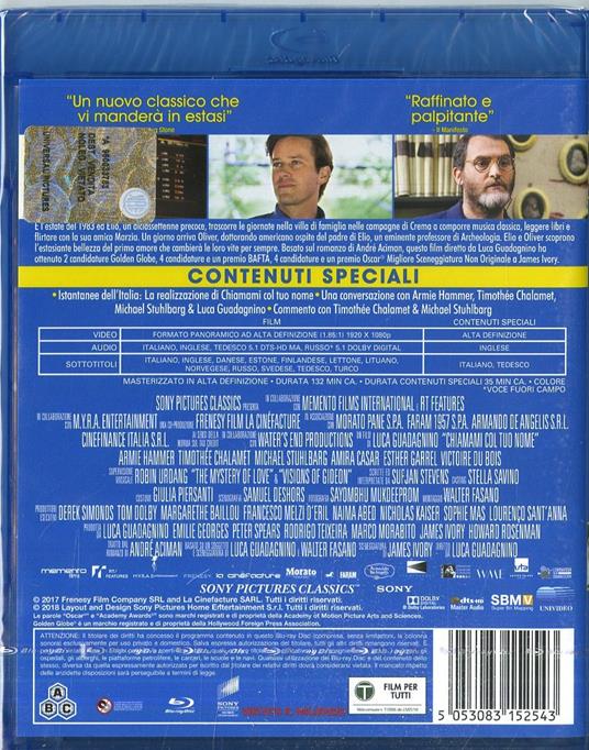 Chiamami col tuo nome (Blu-ray) di Luca Guadagnino - Blu-ray - 2