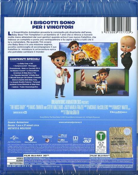 Baby Boss (Blu-ray + Blu-ray 3D) di Tom McGrath - Blu-ray + Blu-ray 3D - 2