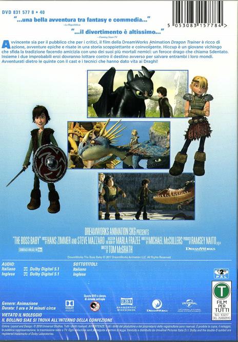 Dragon Trainer 1 (DVD) di Dean DeBlois,Chris Sanders - DVD - 2
