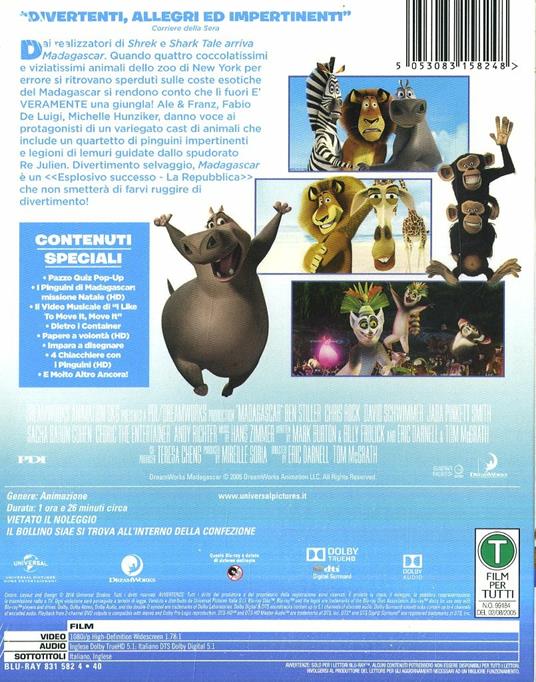 Madagascar 1 (Blu-ray) di Eric Darnell,Tom McGrath - Blu-ray - 2