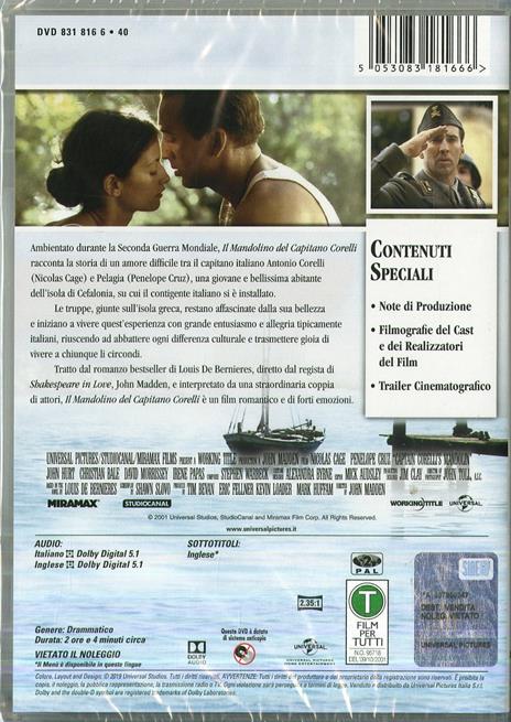 Il mandolino del capitano Corelli. San Valentino Collection (DVD) di John Madden - DVD - 2