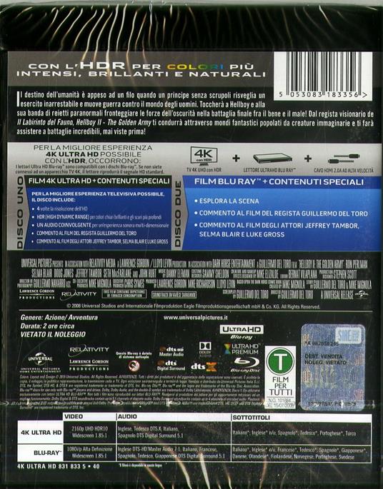 Hellboy 2. The Golden Army (Blu-ray + Blu-ray Ultra HD 4K) di Guillermo Del Toro - Blu-ray + Blu-ray Ultra HD 4K - 2