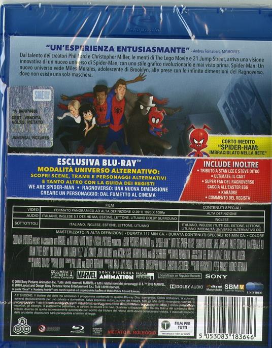 Spider-Man. Un nuovo universo (Blu-ray) di Bob Persichetti,Peter Ramsey,Rodney Rothman - Blu-ray - 2