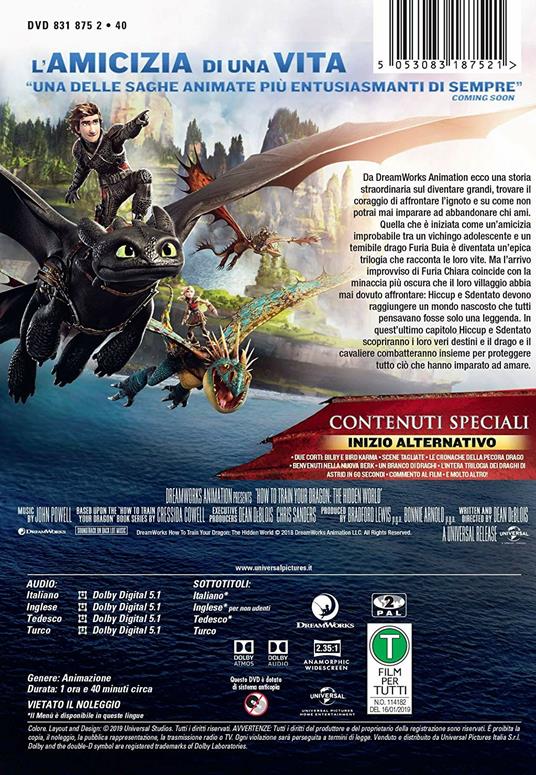 Dragon Trainer 1 (DVD) - DVD - Film di Dean DeBlois , Chris