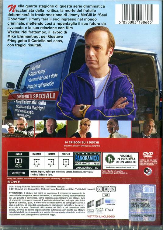 Better Call Saul. Stagione 4. Serie TV ita (3 DVD) di Colin Bucksey,Adam Bernstein,Vince Gilligan - DVD - 2