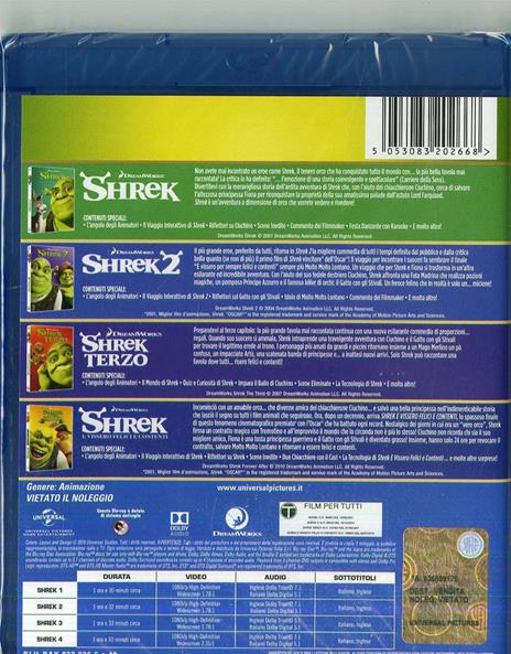 Shrek Collection 1-4 (4 Blu-ray) di Andrew Adamson,Vicky Jenson,Kelly Asbury,Conrad Vernon,Chris Miller,Raman Hui,Mike Mitchell - 2