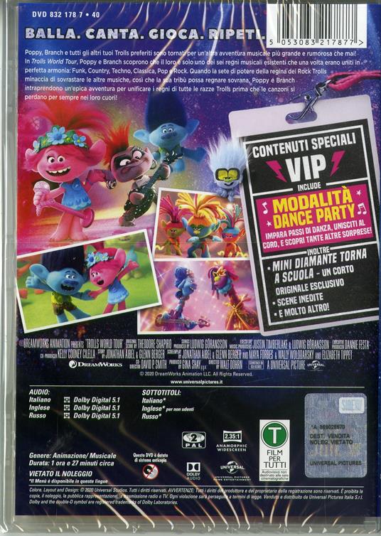 Trolls World Tour (DVD) di Walt Dohrn,David P. Smith - DVD - 2