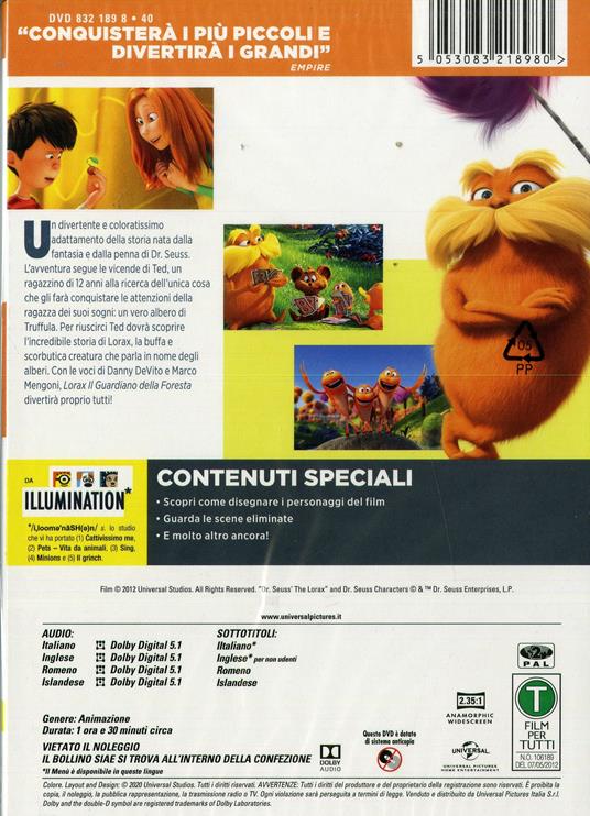 Lorax. Il guardiano della foresta (DVD) di Chris Renaud,Kyle Balda - DVD - 2