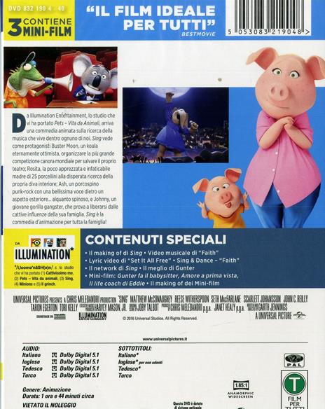 Sing (DVD) di Christophe Lourdelet,Garth Jennings - DVD - 2