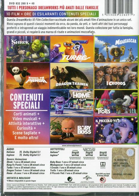 DreamWorks. 10 Movie Collection (10 DVD) di Tim Johnson,Jill Culton,Todd Wilderman,Eric Darnell,Tom McGrath,Dean DeBlois,Chris Sanders - 2