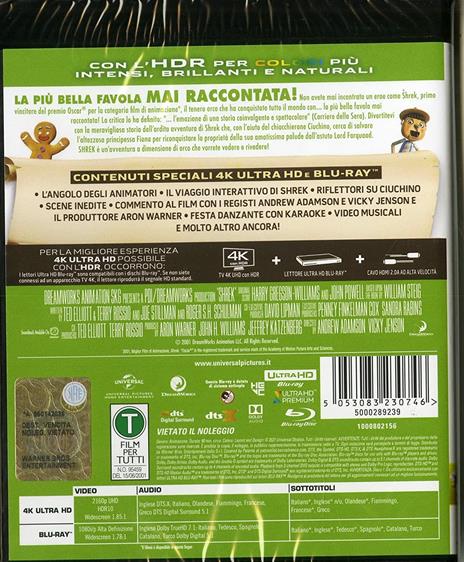 Shrek. Edizione 20° anniversario (Blu-ray + Blu-ray Ultra HD 4K) di Andrew Adamson,Vicky Jenson - Blu-ray + Blu-ray Ultra HD 4K - 2
