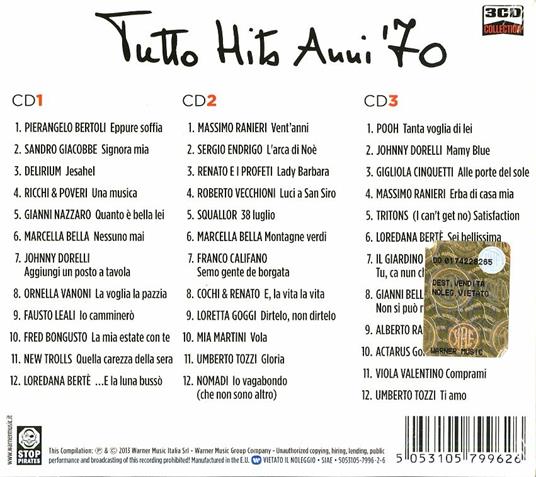 Tutto Hits anni '70 (3CD Collection) - CD Audio - 2
