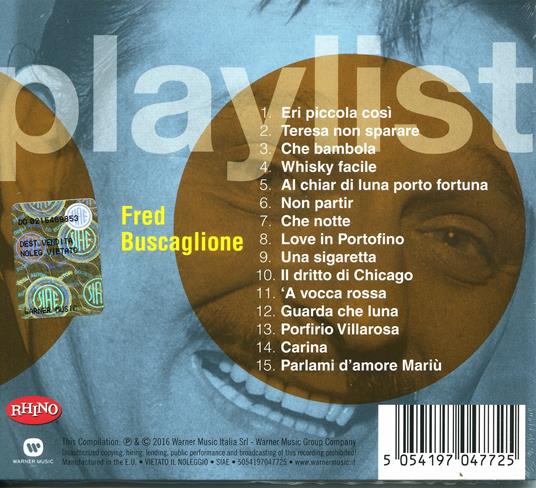 Playlist. Fred Buscaglione - CD Audio di Fred Buscaglione - 2