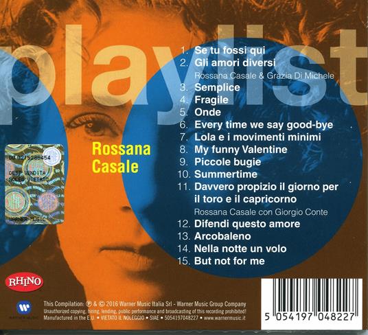 Playlist. Rossana Casale - CD Audio di Rossana Casale - 2