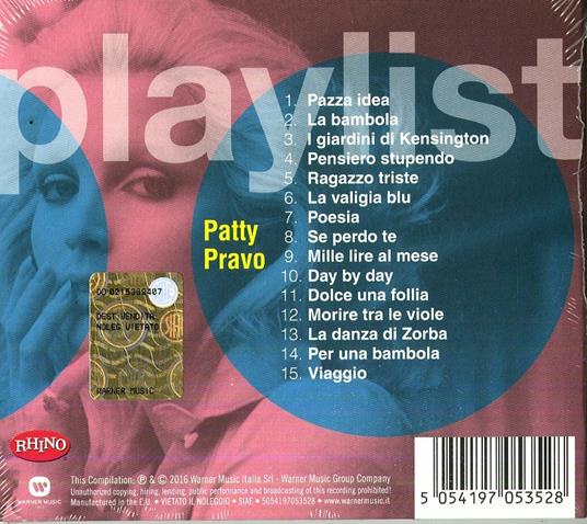 Playlist. Patty Pravo - CD Audio di Patty Pravo - 2